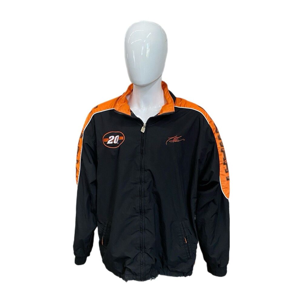 Vintage Chase Authentics Tony Stewart #20 Black & Orange Full Zip Jacket Sz 2XL
